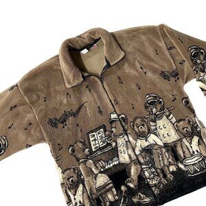 Vintage Cobblestone Canyon Fleece Jacket Large Teddy Bear Band USA 90s Y2K